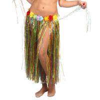 Toppers - Hawaii verkleed rokje - voor volwassenen - multicolour - 75 cm - rieten hoela rokje - tropisch