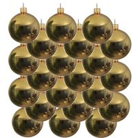 18x Glazen kerstballen glans goud 8 cm kerstboom versiering/decoratie   -