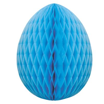 Pasen thema versiering - papier - hangend paasei van 20 cm aan koord - blauw