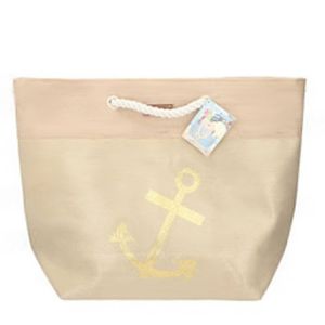 Strandtas beige met anker 38 x 51 cm - Strandtassen