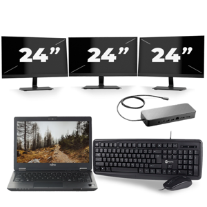 Fujitsu LifeBook U727 - Intel Core i7-7e Generatie - 12 inch - 16GB RAM - 256GB SSD - Windows 11 + 3x 24 inch Monitor