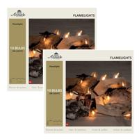 Vlamverlichting - 2x - 10 vlameffect lampjes - 300 cm - warm wit - lichtsnoer