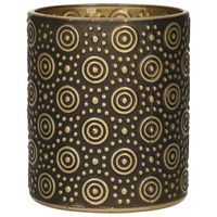 Luxe theelichthouder/kaarsenhouder - zwart/goud - glas - D10 x H12 cm