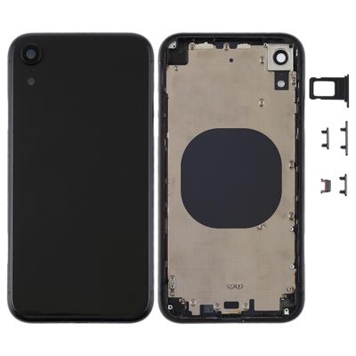 Terug huisvesting Bedek met Camera Lens & SIM kaart lade & Zijtoetsen voor iPhone XR(Black)