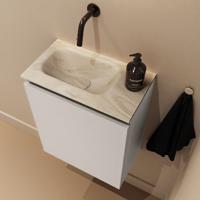 Toiletmeubel Mondiaz Ture Dlux | 40 cm | Meubelkleur Linen | Eden wastafel Ostra Links | Zonder kraangat