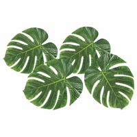 Hawaii/zomerse decoratie monstera palm bladeren set van 4x stuks - 15 x 35 cm per blad - thumbnail