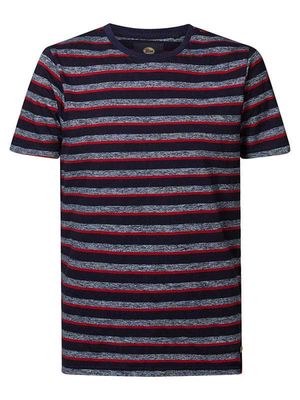 Petrol Industries Heren Striped Tee Blauw - M