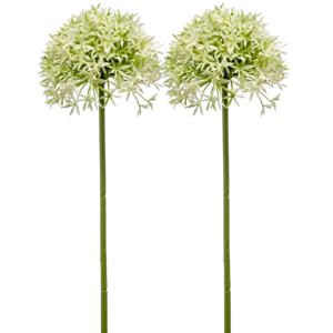 Allium/Sierui kunstbloem - 2x - losse steel - creme/groen - 62 cm - Natuurlijke uitstraling