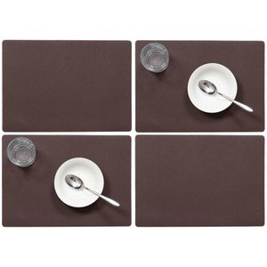 Set van 6x stuks stevige luxe Tafel placemats Plain chocolade bruin 30 x 43 cm