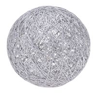 Verlichte decoratie bol metallic zilver 20 cm met 20 warm witte lampjes