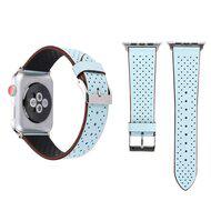 Dot Pattern Leren bandje - Licht blauw - Geschikt voor Apple Watch 38mm / 40mm / 41mm