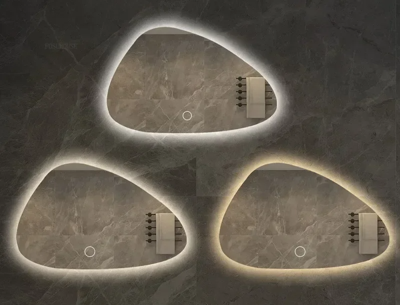 NordiLux Design Badkamerspiegel - Slimme LED Wandspiegel met Onregelmatige Vorm en Aluminium Frame