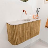 Toiletmeubel Mondiaz Joya Dlux | 83.2 cm | Meubelkleur Oak | Faye wastafel Nata Wasbak Midden | Zonder kraangat(en)