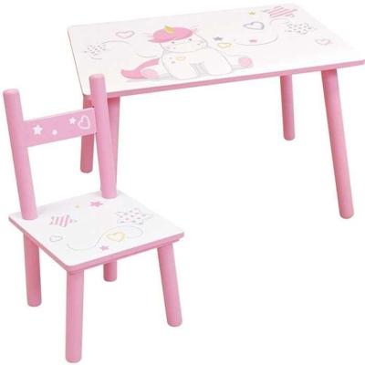 FUN HOUSE - Eenhoorntafel h 41,5 cm x b 61 cm x d 42 cm met een stoel h 49,5 cm x b 31 cm x d 31,5 cm voor kinderen