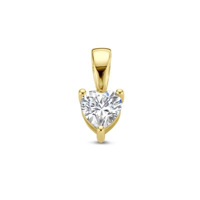 14K Geelgouden Hart Hanger met April Geboortesteen - 9,5mm