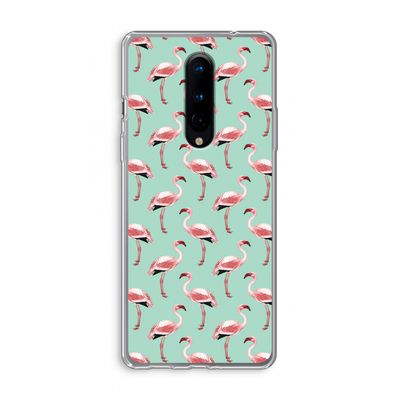 Flamingoprint groen: OnePlus 8 Transparant Hoesje