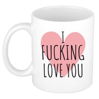 I fucking love you cadeau mok / beker wit met hartje voor Valentijnsdag 300 ml     -