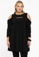 Yoek Tuniek wide bottom met uitsnedes | Zwart | Maat 50/52