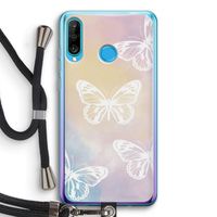 White butterfly: Huawei P30 Lite Transparant Hoesje met koord