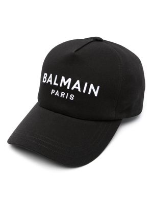 Balmain casquette en coton à logo brodé - Noir