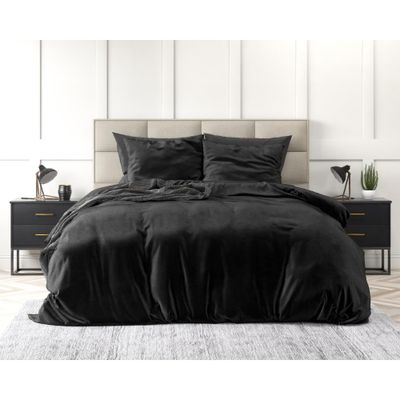 Sleeptime - Velvet Dekbedovertrek - Zwart - 140 x 220
