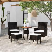 5-delige Loungeset poly rattan zwart