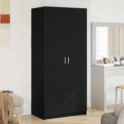 Kledingkast met opslag Zwart 80 x 51 x 180 cm Bewerkt hout