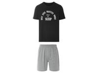 LIVERGY Korte heren pyjama (Zwart, XL)
