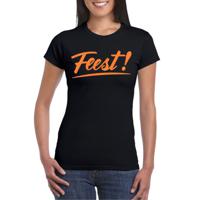 Verkleed T-shirt voor dames - feest - zwart - oranje glitter - carnaval/themafeest - thumbnail