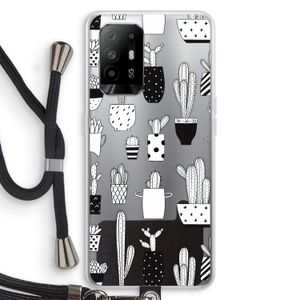 Cactusmotief: Oppo A95 5G Transparant Hoesje met koord