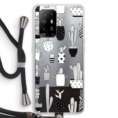Cactusmotief: Oppo A95 5G Transparant Hoesje met koord