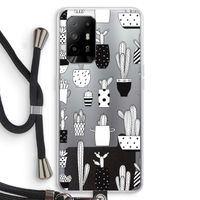 Cactusmotief: Oppo A95 5G Transparant Hoesje met koord