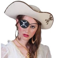 Piratenkostuum accessoires witte piratenhoed met schedel - thumbnail