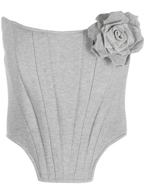Giuseppe Di Morabito corset en coton à fleur appliquée - Gris