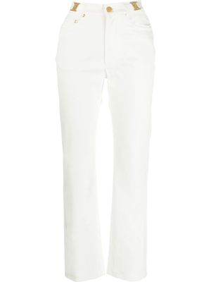 FENDI jean droit à plaque logo - Blanc