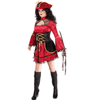 Dames piraten kostuum rood 40-42 (L/XL)  -