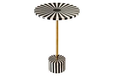 Bijzettafel HARMONY NATURE 55cm BONE INLAY zwart wit - 44856