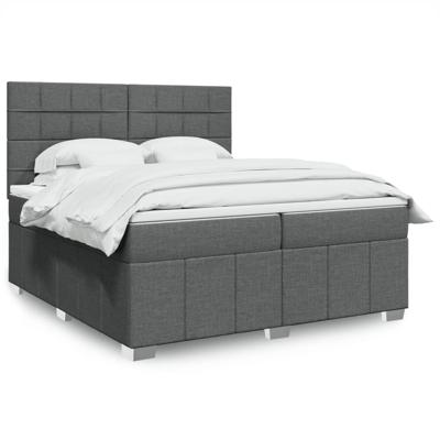 Boxspring met matras stof donkergrijs 200x200 cm