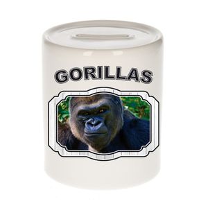 Dieren stoere gorilla spaarpot - gorillas/ gorilla apen spaarpotten kinderen 9 cm   -