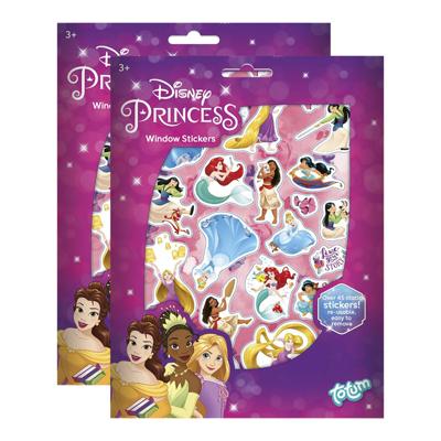 Totum Disney Princess auto raamstickers - 90x stuks - prinsessen thema - voor kinderen