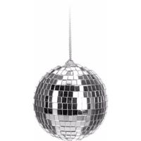 1x Kerstboom decoratie discobal kerstballen zilver 6 cm - thumbnail