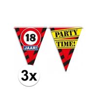 3x Versiering 18 jaar slingers 10 meter   -