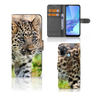 OPPO A53 | OPPO A53s Telefoonhoesje met Pasjes Baby Luipaard