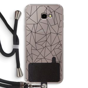 Geometrische lijnen zwart: Samsung Galaxy J4 Plus Transparant Hoesje met koord