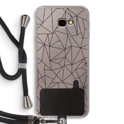 Geometrische lijnen zwart: Samsung Galaxy J4 Plus Transparant Hoesje met koord