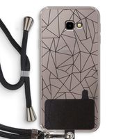 Geometrische lijnen zwart: Samsung Galaxy J4 Plus Transparant Hoesje met koord