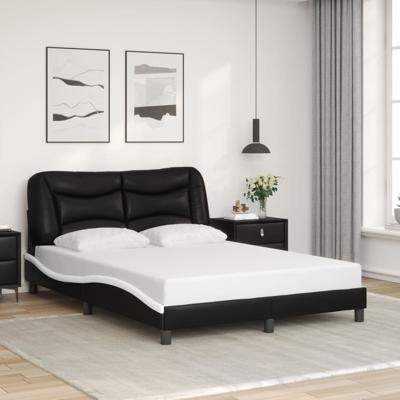 Bedframe met hoofdbord kunstleer zwart en wit 120x200 cm