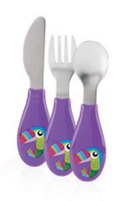 Nuby Peuterbestek uit roestvrij staal 12m+ paars Nuby Peuterbestek uit roestvrij staal 12m+ paars