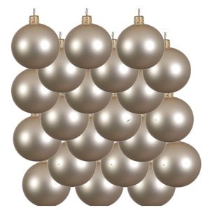 18x Glazen kerstballen mat licht parel/champagne 8 cm kerstboom versiering/decoratie   -