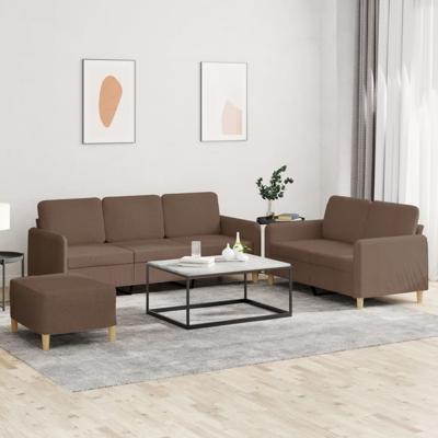 4-delige Loungeset met kussens stof bruin